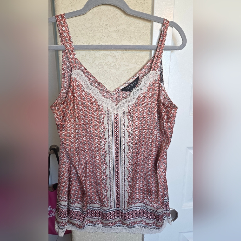 Tommy Hilfiger Women's Red and White Patterned Camisole